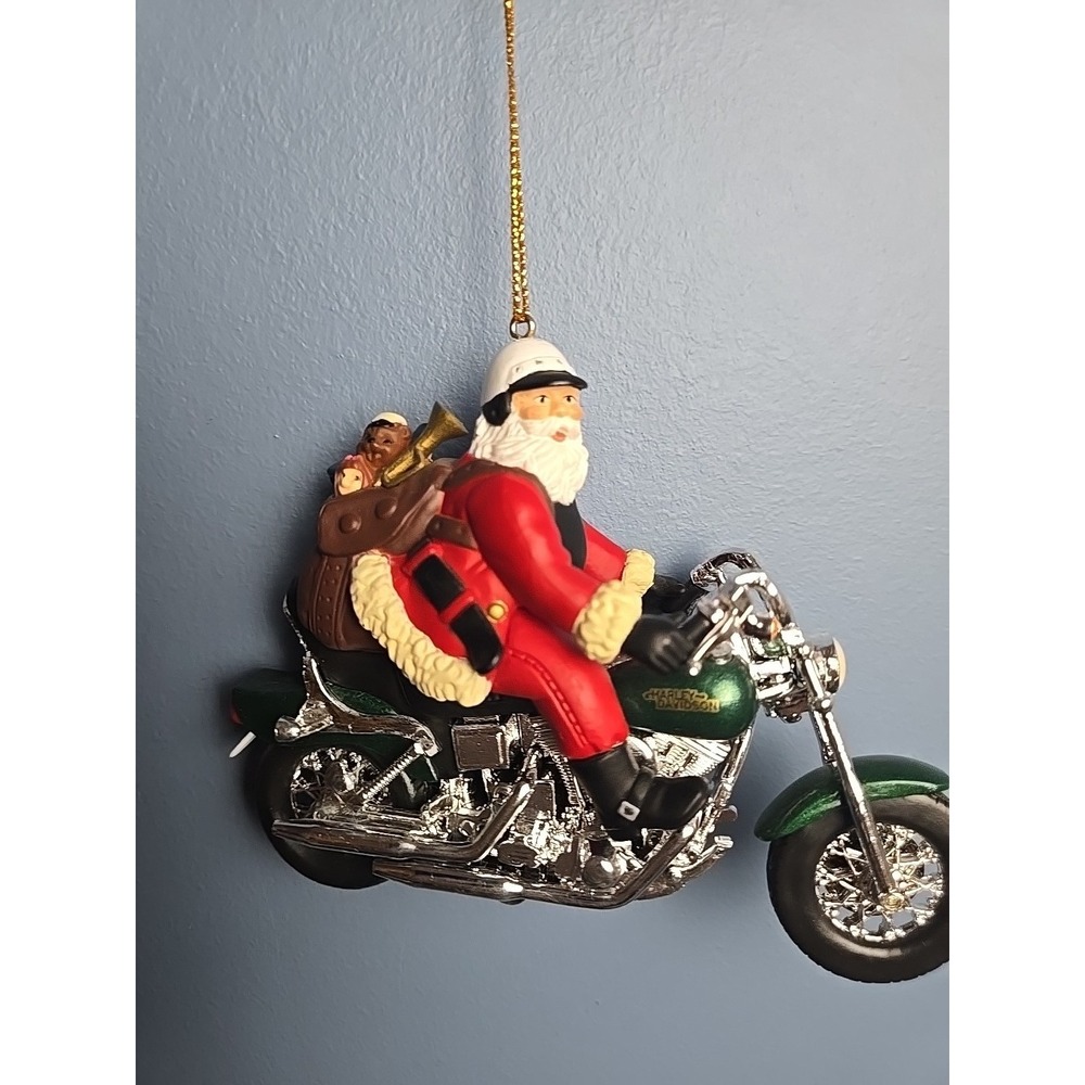 Vtg 1998 Harley Davidson North Pole Motorcycle Santa Claus Biker Xmas Ornament
